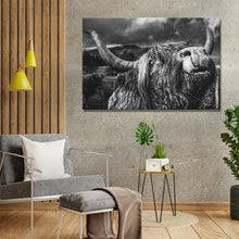 Load image into Gallery viewer, West Highland Cow Monochrome Canvas Wall Art