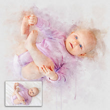 Load image into Gallery viewer, Newborn Baby Watercolor Portrait Custom Wall Art