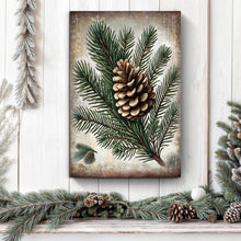 Load image into Gallery viewer, Vintage Winter Pine Cone Christmas Wall Art
