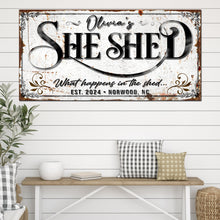 Load image into Gallery viewer, Personalized She Shed Sign XVIII