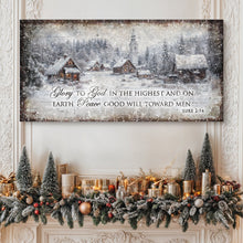 Load image into Gallery viewer, Vintage Christmas Village Luke 2:14 Scripture Sign