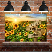 Load image into Gallery viewer, Sunflower Field Family Names Sign
