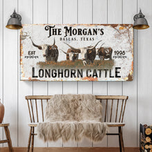 Load image into Gallery viewer, Personalized Long Horn Cattle Sign II