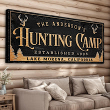 Load image into Gallery viewer, Personalized Family Hunting Camp Sign