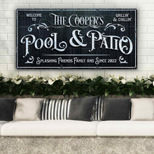 Load image into Gallery viewer, Personalized Pool Sign Black and White
