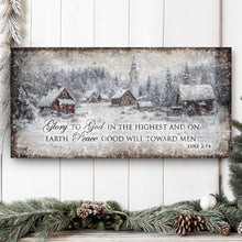 Load image into Gallery viewer, Vintage Christmas Village Luke 2:14 Scripture Sign