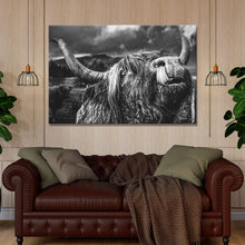 Load image into Gallery viewer, West Highland Cow Monochrome Canvas Wall Art