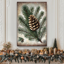Load image into Gallery viewer, Vintage Winter Pine Cone Christmas Wall Art