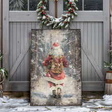 Load image into Gallery viewer, Vintage Santa Claus in Winter Forest Christmas Wall Art II