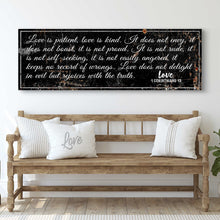Load image into Gallery viewer, 1 Corinthians 13: 'Love Is Patient' - Rustic Christian Wall Art, Religious Decor for Living Room