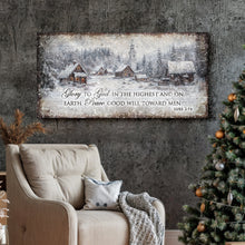 Load image into Gallery viewer, Vintage Christmas Village Luke 2:14 Scripture Sign