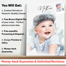 Load image into Gallery viewer, Newborn Baby Watercolor Portrait Custom Wall Art