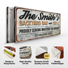 Load image into Gallery viewer, Backyard Bar &amp; Grill Sign XX