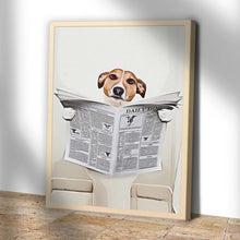 Load image into Gallery viewer, Dog Reading Newspaper Portrait Canvas Wall Art