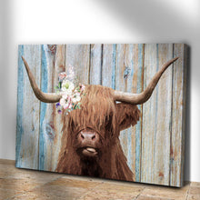 Load image into Gallery viewer, Highland Cow Rustic Painting Canvas Wall Art