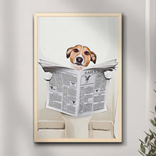 Load image into Gallery viewer, Dog Reading Newspaper Portrait Canvas Wall Art