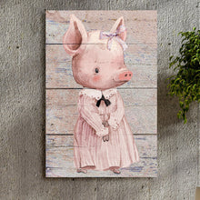Load image into Gallery viewer, Simple Ribbon Dress Pig Canvas Wall Art