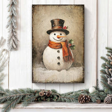 Load image into Gallery viewer, Vintage Snowman Christmas Wall Art IV
