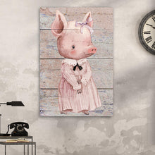 Load image into Gallery viewer, Simple Ribbon Dress Pig Canvas Wall Art