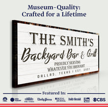 Load image into Gallery viewer, Backyard Bar &amp; Grill Sign XIX