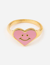 Load image into Gallery viewer, Pink Enamel Smiley Heart Ring