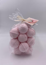 Load image into Gallery viewer, 14 bath bombs in Pink Sugar (Aquolina Type)  fragrance, gift bag bath fizzies, great for dry skin, shea, cocoa, 7 ultra rich oils