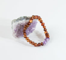 Load image into Gallery viewer, Raw Cognac Baltic Amber + Raw Amethyst || Adult Bracelet