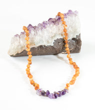 Load image into Gallery viewer, Raw Honey Baltic Amber + Raw Amethyst || Necklace