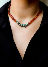Load image into Gallery viewer, Raw Cognac Baltic Amber + Raw Turquoise Jasper || Necklace