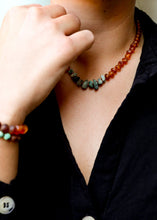 Load image into Gallery viewer, Raw Cognac Baltic Amber + Raw Turquoise Jasper || Necklace