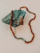 Load image into Gallery viewer, Raw Cognac Baltic Amber + Turquoise Jasper || Necklace