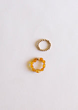Load image into Gallery viewer, Natural Turquoise + 14k Gold Filled + Honey Amber || Ring Set Trio ||