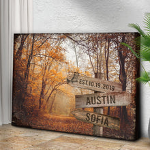 Load image into Gallery viewer, Autumn Road Couple Name Sign