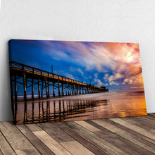 Load image into Gallery viewer, Beach Pier &amp; Ocean Horizon Canvas Wall Art