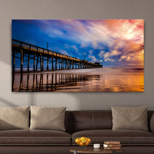 Load image into Gallery viewer, Beach Pier &amp; Ocean Horizon Canvas Wall Art