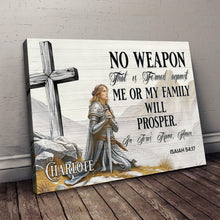 Load image into Gallery viewer, No Weapon That Is Formed Against You Will Prosper Isaiah 54:17 Faith Sign IV
