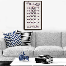 Load image into Gallery viewer, Family Dates Sign