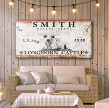 Load image into Gallery viewer, Longhorn Rustic Cattle Sign