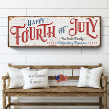 Load image into Gallery viewer, Happy 4th Of July Personalized Canvas Decor | Independence Day Canvas Home Wall Art | Red White And Blue Canvas | Living Room Wall Decor