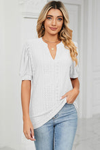 Load image into Gallery viewer, Eyelet Notched Short Sleeve T-Shirt