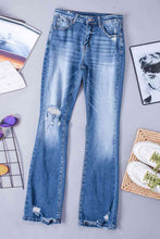 Load image into Gallery viewer, Distressed Flared Jeans with Pockets