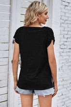 Load image into Gallery viewer, Ruched Notched Short Sleeve T-Shirt