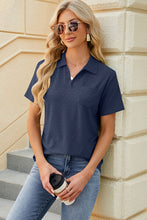 Load image into Gallery viewer, Pocketed Johnny Collar Short Sleeve Blouse