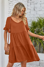 Load image into Gallery viewer, V-Neck Flounce Sleeve Tiered Dress