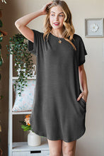 Load image into Gallery viewer, Heimish Full Size Ribbed Round Neck Short Sleeve Tee Dress