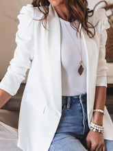 Load image into Gallery viewer, Collared Neck Puff Sleeve Blazer