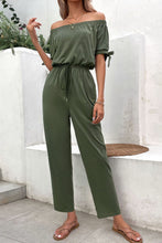 Load image into Gallery viewer, Off-Shoulder Tie Cuff Jumpsuit with Pockets