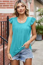 Load image into Gallery viewer, Ruffled Ruched Round Neck Tank