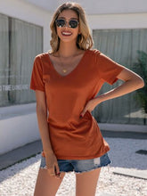 Load image into Gallery viewer, Lace Detail V-Neck Short Sleeve T-Shirt