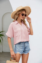 Load image into Gallery viewer, Half Button Johnny Collar Blouse